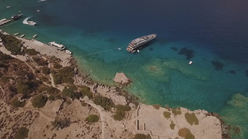Loutro at Crete. A village without cars! Shot with a drone.