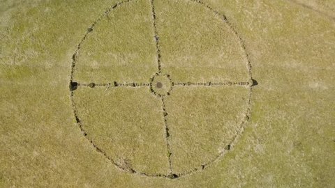 Stone circle in Iceland aerial drone footage