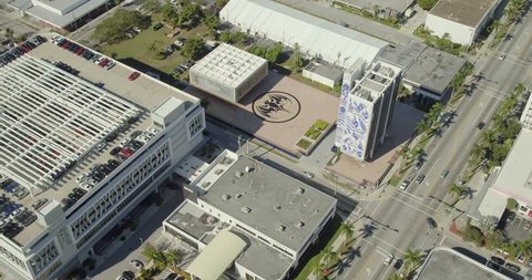 MIAMI, FL, USA - JNUARY 5, 2019: Bacardi Building Miami 4k 60p aerial footage