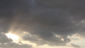 Thunderstorm clouds time lapse, after rain dark rolling cloudscape, supercell rotation cloud in horizon, beautiful nature, real weather.