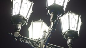 Beautiful, vintage, lighted street lamps, isolated on night sky background. Close up for black old fashioned lanterns at night. - Powered by Shutterstock - Get 15% off with code: PIKWIZARD15