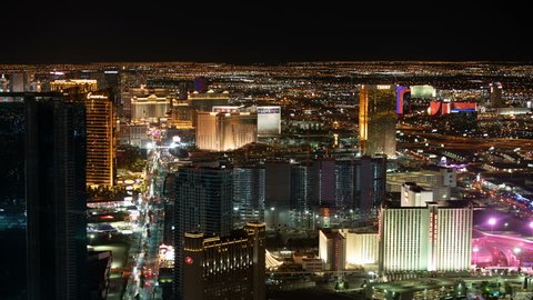 Las Vegas, Nevada, USA - Nov 1 2018: Las Vegas Strip Skyline Aerial Time Lapse