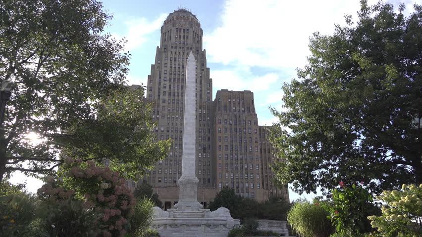 BUFFALO, NEW YORK - SEPTEMBER 19: Establishing shot of City Hall in Buffalo, New York on September 19, 2018.