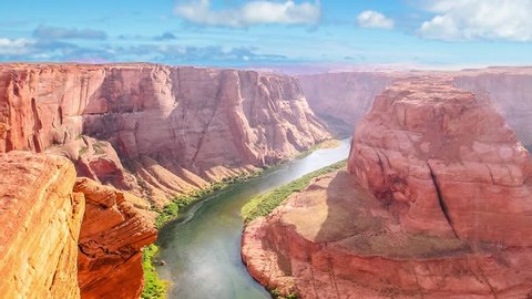 Horseshoe Bend of Colorado River near Page town in Arizona, United States. Downstream from the Glen Canyon Dam and Lake Powell within Glen Canyon National recreation area, Grand Canyon at Lake Powell.