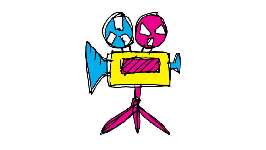 kids drawing white screen with theme of  camcorder