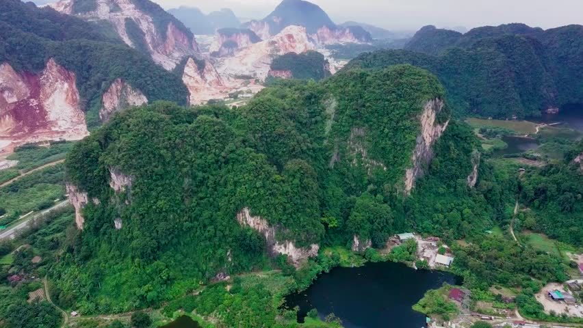 Beutiful mountain and lake at Malaysia from above