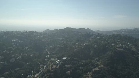Hollywood, California / United States - 11 11 2018: Hollywood, California, November 2018 – Beautiful aerial footage from the peaceful Hollywood Hills.