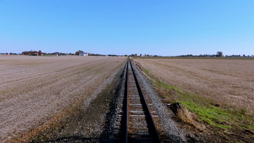 Corn Fields Divided By Railroad Stock Footage Video (100