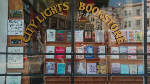 San Francisco, CA / USA - August 2017: City Lights Bookstore Showcase