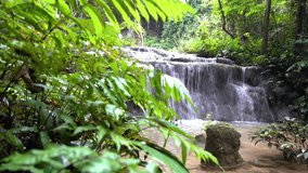 Scenic nature of beautiful waterfall in Chiang rai, Thailand.