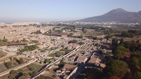 The ruins of Pompeii overshadow by Mount Vesuvius