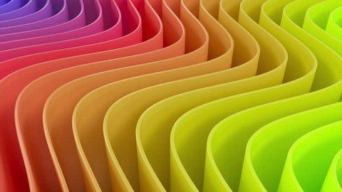4k 3D animation of rows and rows of colorful stripes in a rainbow rippling. Vídeo Stock