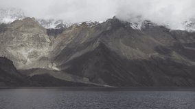 PANORAMIC VIEW OF A SNOW MOUNTAINS IN SLOW MOTION