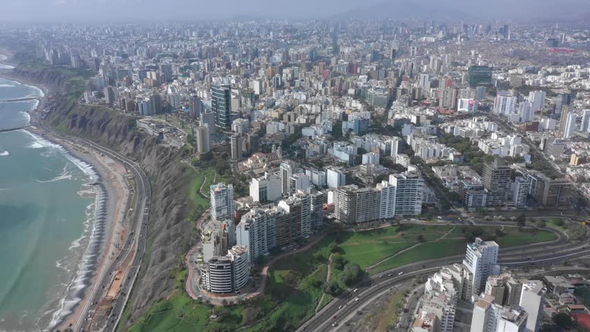 Aerial view of Miraflores district in Lima, Peru
