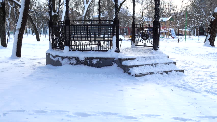 Arbor in the winter park.