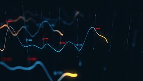 Animation growth of abstract charts with changing values of check points on dark background. Animation of seamless loop. - Powered by Shutterstock - Get 15% off with code: PIKWIZARD15