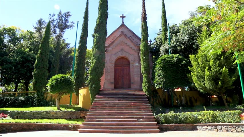 Panoramic view of the Emperor Maximilian Memorial Chapel located on the Hill of Bells (Cerro de Las Campanas) in Santiago de Querétaro, Mexico. - VIDEO
