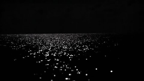The night sea reflects the bright moonlight