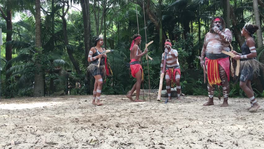 indigenous australian's people dancing didgeridoo musical Stock Footage ...