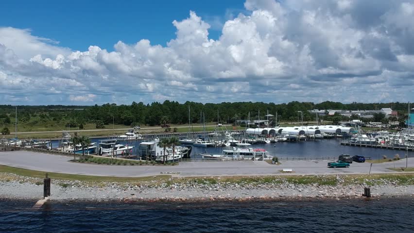 35 seconds, 1080P, looking at the marina near Port St. Joe in Florida from the air.