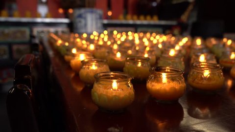 Buddhist candles in temple