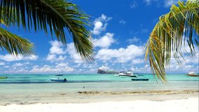 Paradise Mauritius beach. Time lapse video