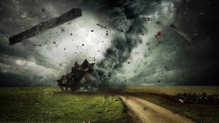 Cinemagraph of tornado on farm in midwest