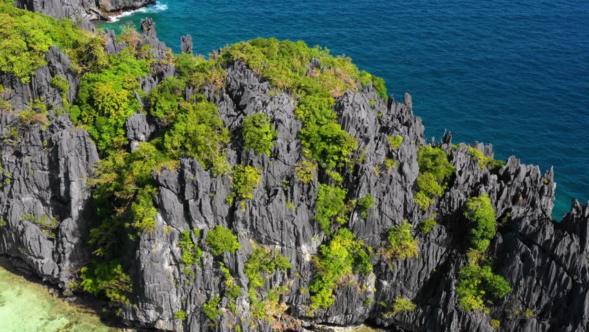 Cliff in aerial view, El Nido Philippines