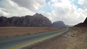 Empty Desert Road in Wadi Rum Desert, Jordan. 4K Video Clip