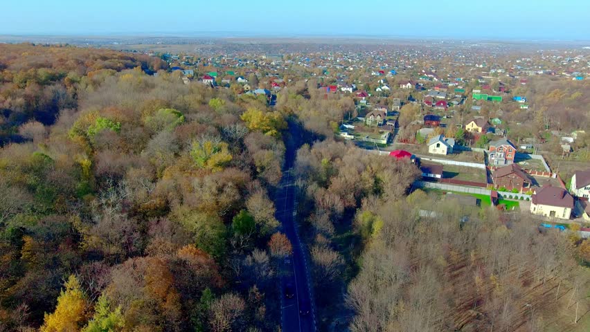 Decline over autumn road