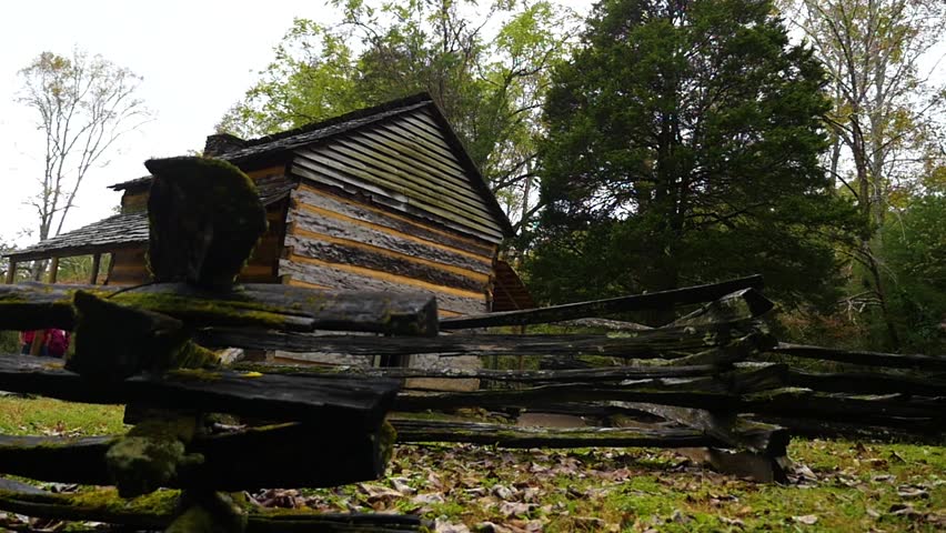 Motion time-lapse of a historic cabin in the smoky mountains.