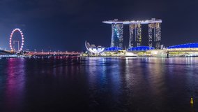 Timelapse of Marina Bay area at night