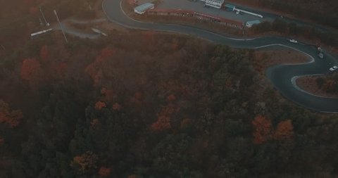 Overhead Aerial Drone Shot of a Mountain Race Track.