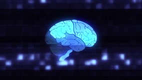 Human brain on hud glitch display colorful seamless animation background new quality health, technology, medicine. motion graphics 4k stock video footage