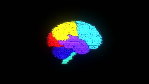 Human brain on glitch display colorful seamless animation background new quality health, technology, medicine. motion graphics 4k stock video footage