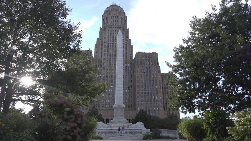 BUFFALO, NEW YORK - SEPTEMBER 19:McKinley Monument outside of City Hall in Buffalo, New York on September 19, 2018.