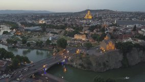 Tbilisi aerial 4k evening RAW video