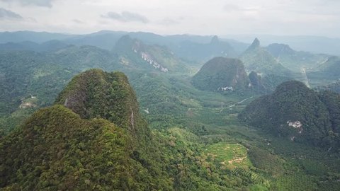 Aerial view on Rainforest of Khao Sok National Park in Thailand, 4k