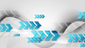Blue arrows and grey waves abstract technology motion graphic design. Seamless loop. Video animation Ultra HD 4K 3840x2160