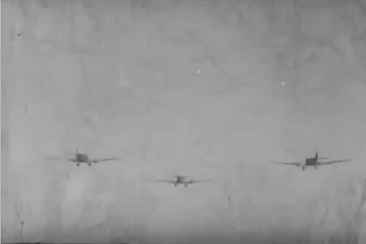 CIRCA 1950s - Silent slow motion film of German paratroopers being sent into battle during World War II