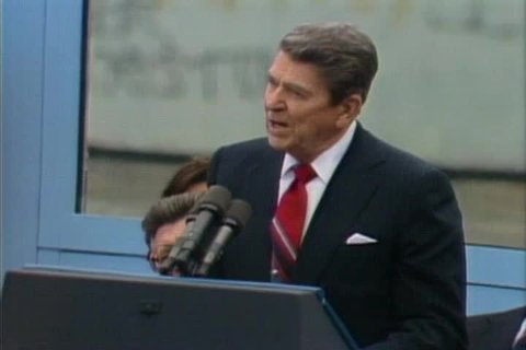 CIRCA 1980s - President Reagan's Speech at the Brandenburg Gate, Berlin, 1987