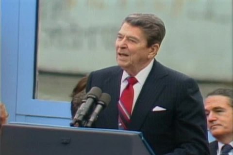 CIRCA 1980s - President Reagan's Speech at the Brandenburg Gate, Berlin, 1987