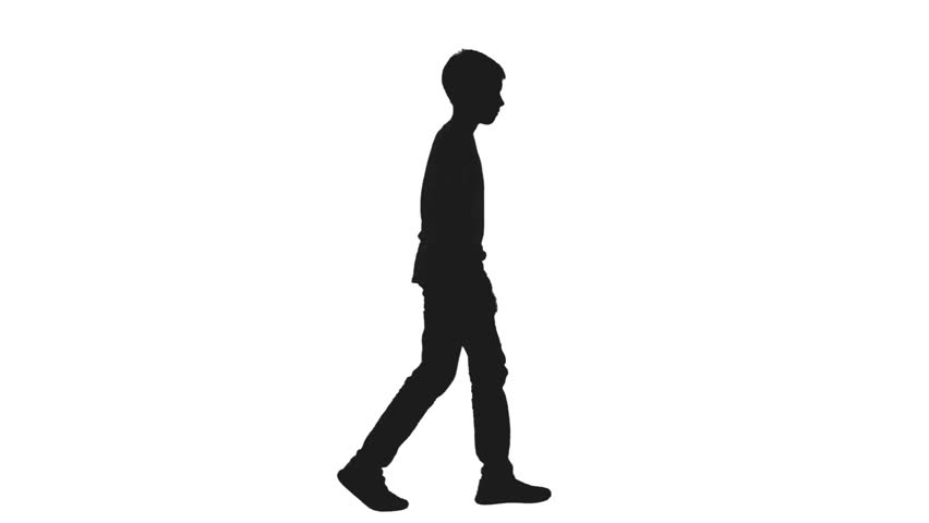 Black White Silhouette Walking Teen Boy Stock Footage Video (100% ...