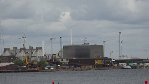 Windmill wind in Copenhagen. Denmark. Shot in 4K (ultra-high definition (UHD)).