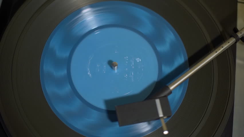 Vintage Turntable with Spining Blue Vinyl Record | Shutterstock HD Video #1022251000