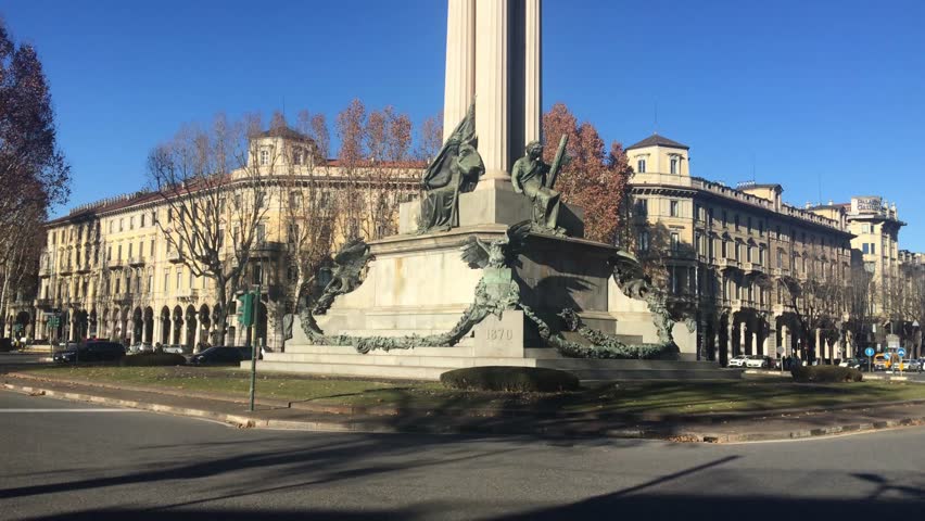 view of corso vittorio in Turin with monument of Vittorio Emanuele