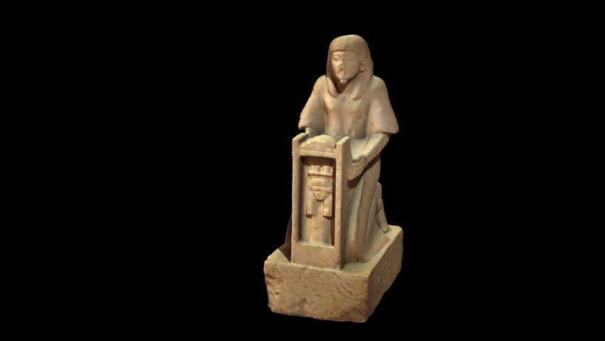 Kneeling statue of tjairy and hathor-3D MODEL SCAN ROTATION
