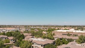 Drone footage of a residential neighborhood in Arizona.