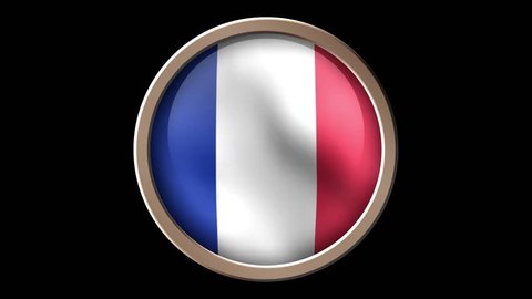 France flag button isolated on black