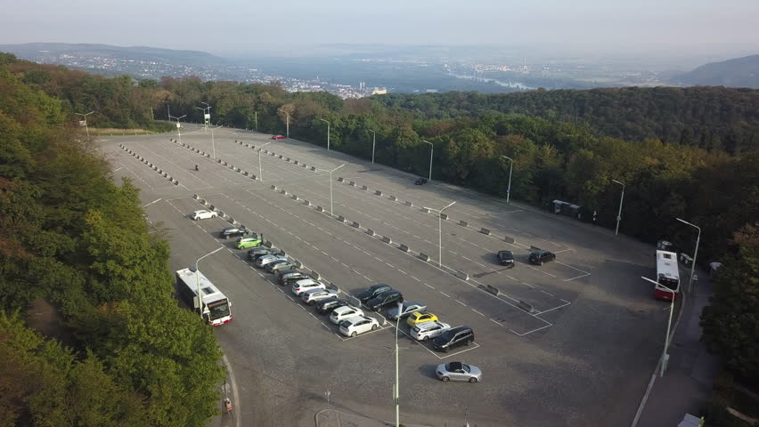 Parking lot in the middle of a forest on Kahlenberg, Vienna